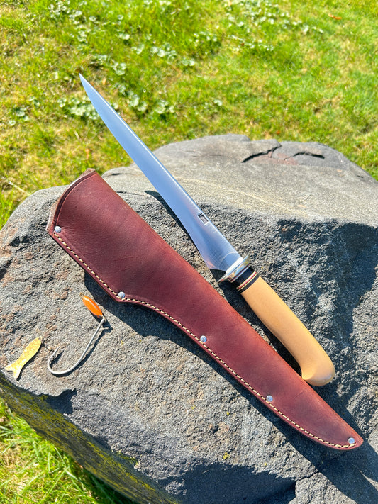 Treeman 9" Filiet Knife AEB-L Stainless Linen Micarta