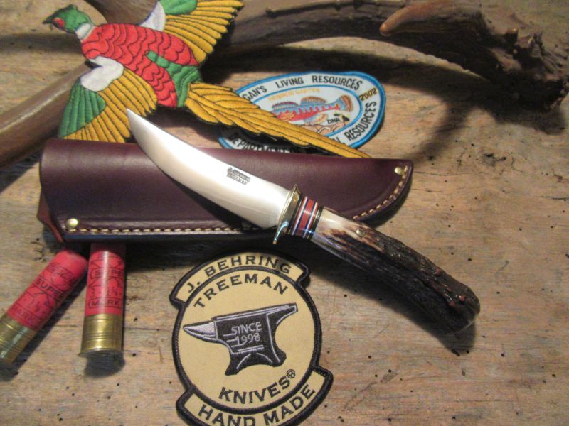  J. Behring Bird & Trout Knife Sambar Stag 4" Blade 