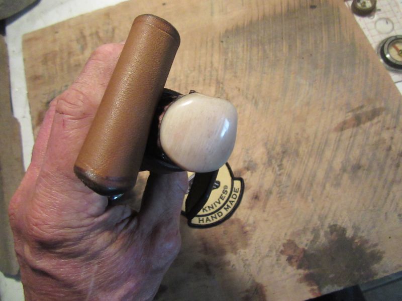 J. Behring Handmade Fox River Hunter Pop Corn Stag Ox Butt Cap Ostritch sheath