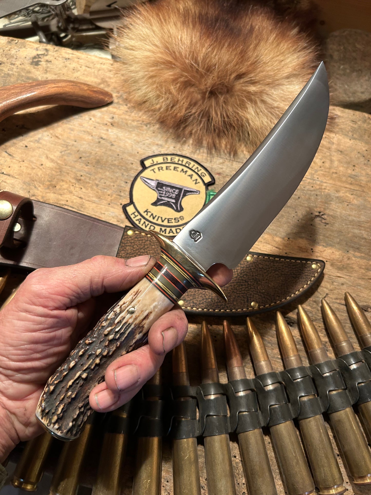 J. Behring Handmade DBL Skull Fighter Stag