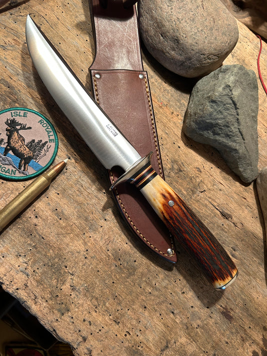 J. Behring Handmade Stag Camp Fighter 7" Blade Killer Old Stag