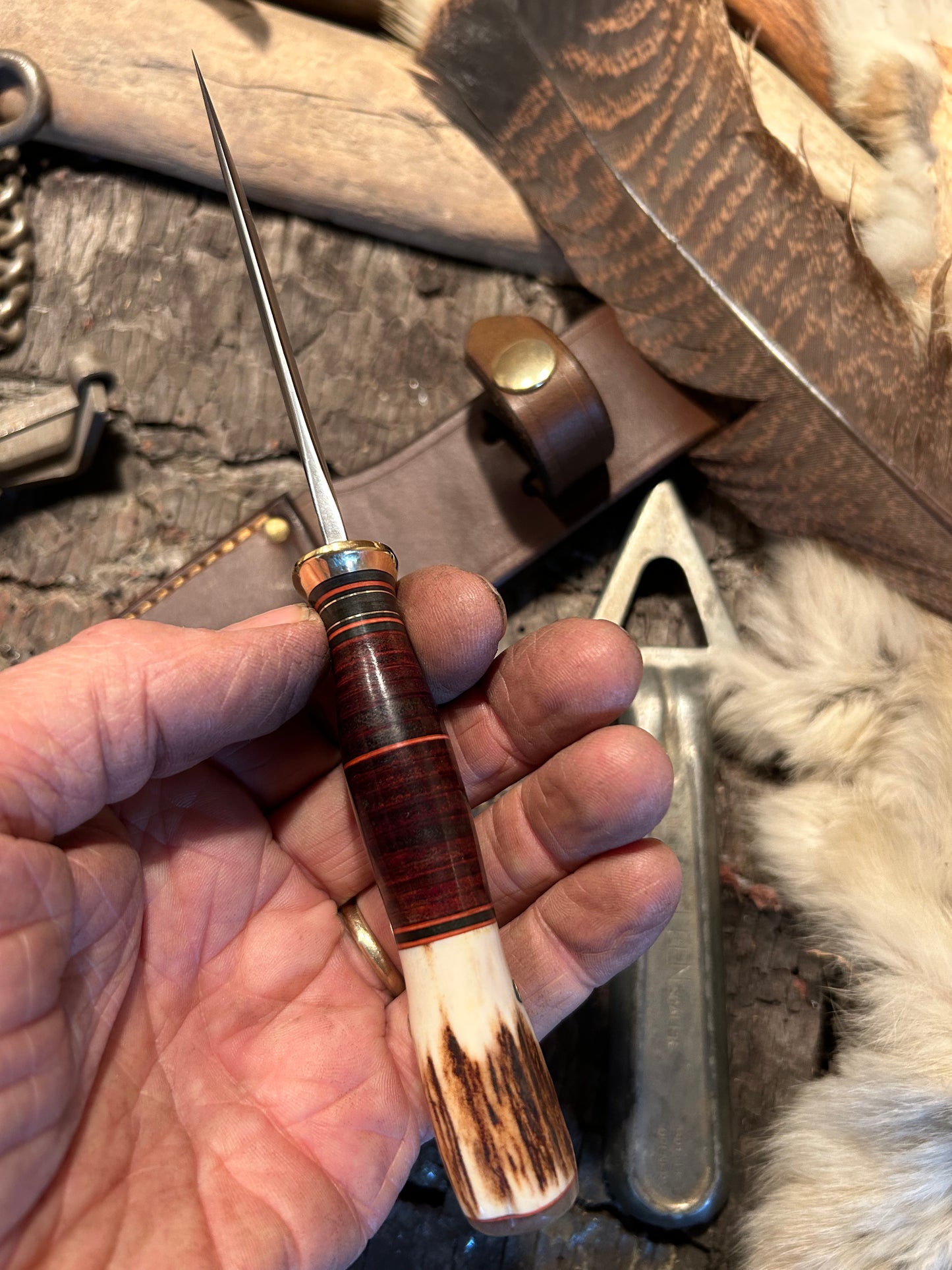 J. Behring Deer & Trout AEB-L Stainless Horsehide Stag Musk Ox